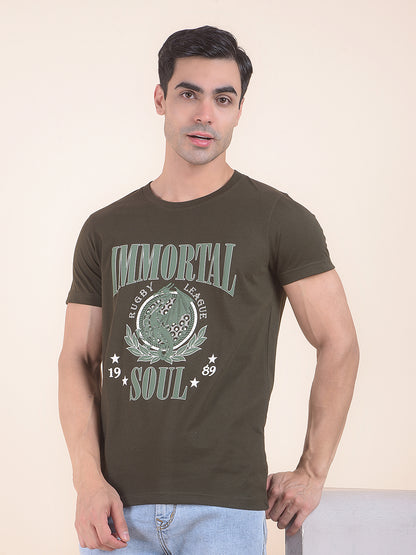 T-Shirt for Men | Breathable & Soft with Color Fastness Regular Fit Round Neck Poly Cotton Fabric Printed Pattern