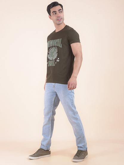 T-Shirt for Men | Breathable & Soft with Color Fastness Regular Fit Round Neck Poly Cotton Fabric Printed Pattern