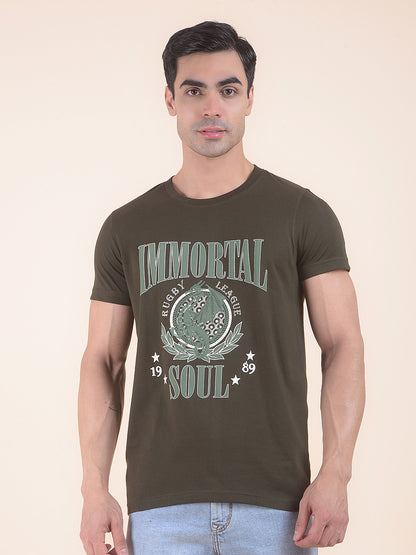 T-Shirt for Men | Breathable & Soft with Color Fastness Regular Fit Round Neck Poly Cotton Fabric Printed Pattern