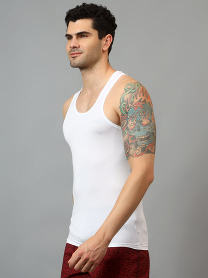 Men's Pack of 1 White U Neck Vest