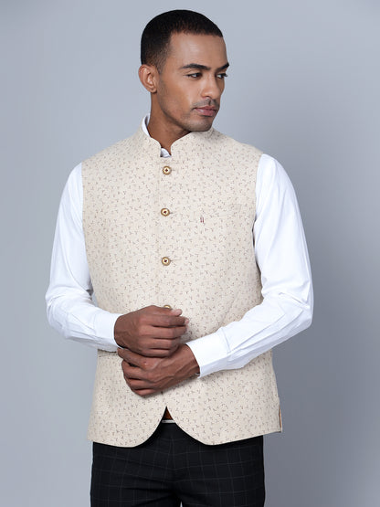 Cantabil Men Beige Waist Coat (7134778785931)