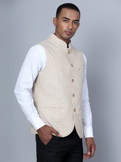 Cantabil Men Beige Waist Coat (7134778785931)