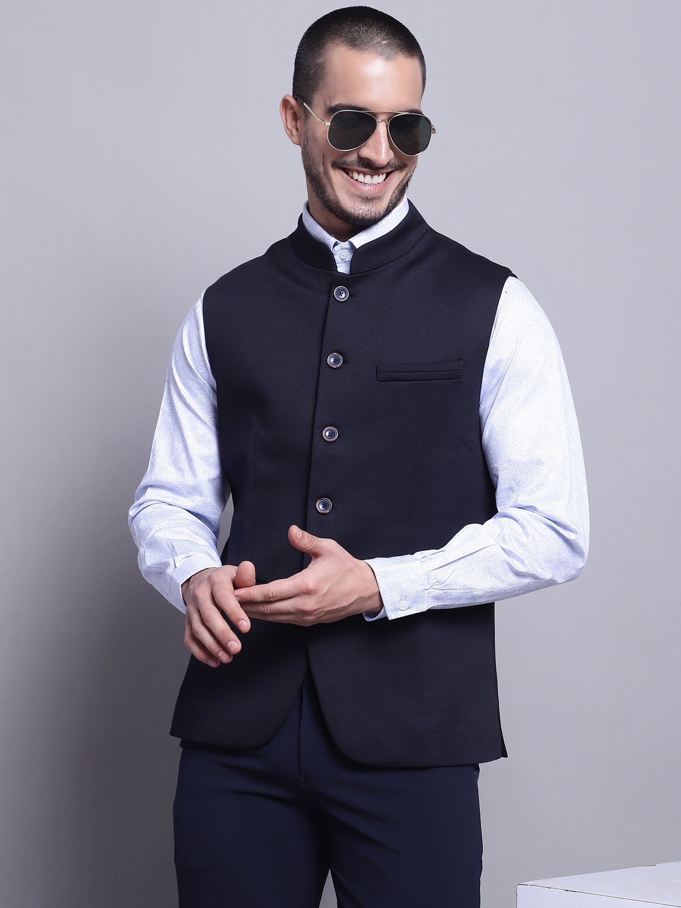 Cantabil Men Navy Blue Waist Coat