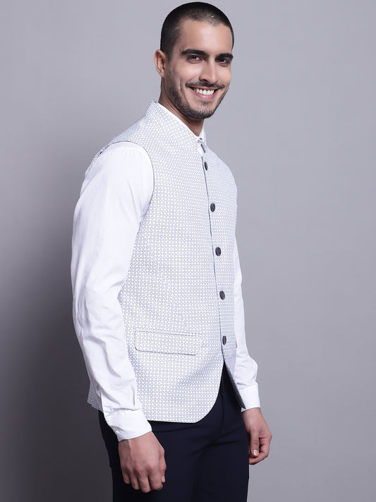 Cantabil Men White Waist Coat (7139080208523)
