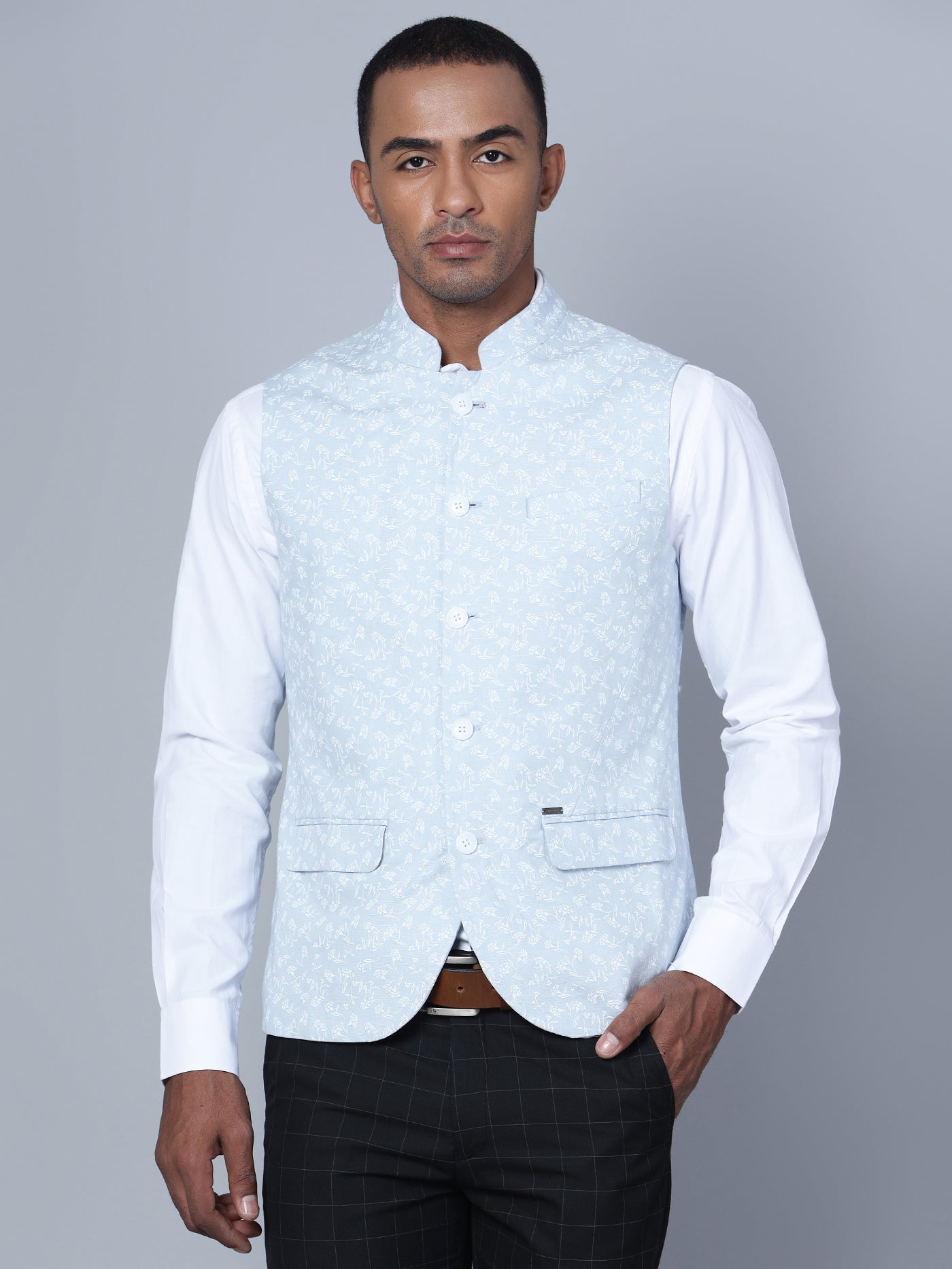 Cantabil Men Light Grey Waist Coat (7139770433675)