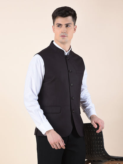 Waist Coat for Men | Premium Casual Waist Coat Regular Fit Mandarin Collar Poly Viscose Fabric Self Design Pattern