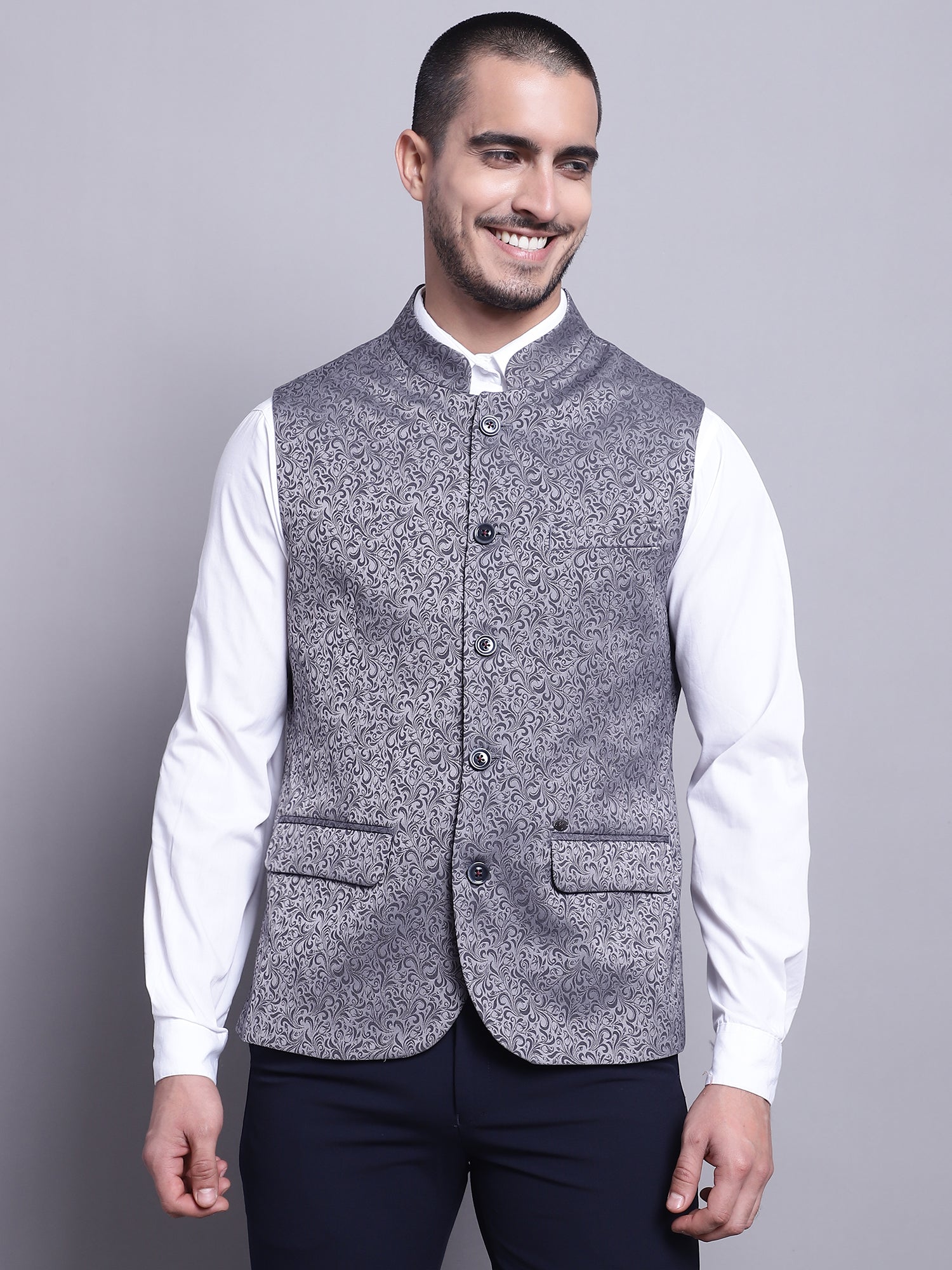 Cantabil Men Grey Waist Coat (7141528076427)