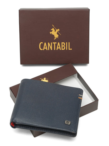 Men Navy Blue Bifold Wallet