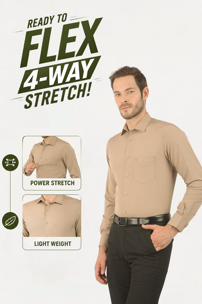 Men's Fawn Slim Fit Solid Full Sleeve Formal Shirt