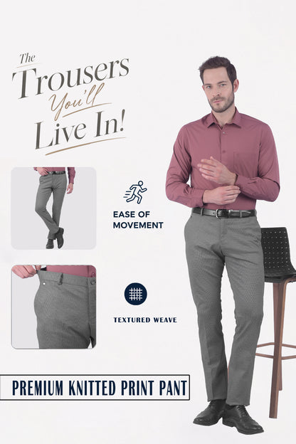 Formal Trouser for Men | Breathable & Soft with Color Fastness Regular Fit Terry Rayon Fabric Self Design Pattern Hook & Eye Closure