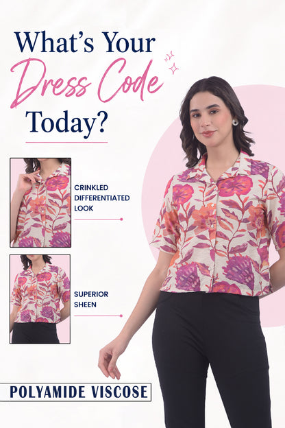 Women Onion Regular Fit Printed Half Sleeves Crop Top