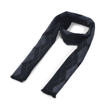 Men Black Printed Winter Warm Casual Muffler