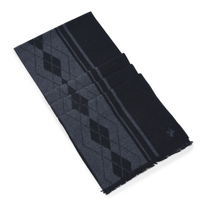 Men Black Printed Winter Warm Casual Muffler