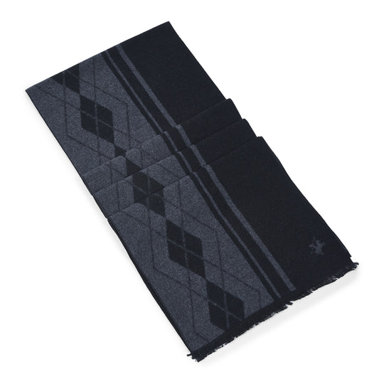 Men Black Printed Winter Warm Casual Muffler