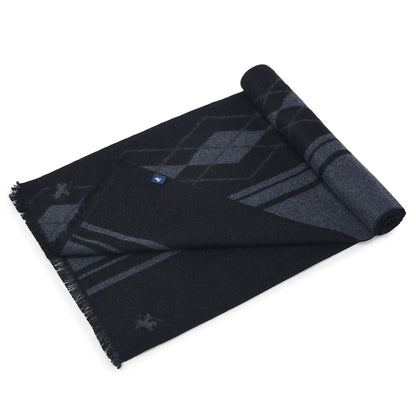 Men Black Printed Winter Warm Casual Muffler