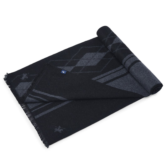Men Black Printed Winter Warm Casual Muffler