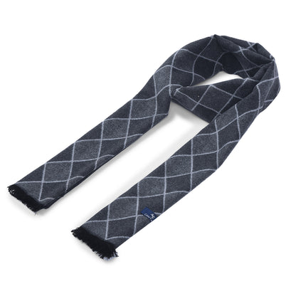 Men Dark Grey Checkered Winter Warm Casual Muffler