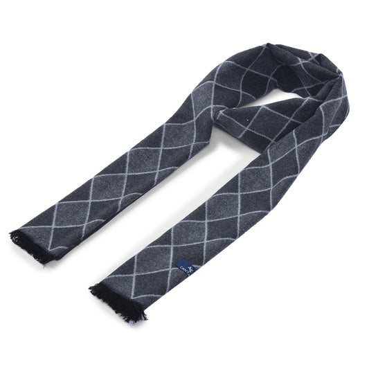 Men Dark Grey Checkered Winter Warm Casual Muffler