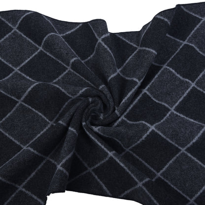 Men Dark Grey Checkered Winter Warm Casual Muffler