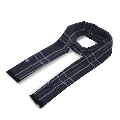 Men Grey Checkered Winter Warm Casual Muffler