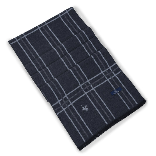 Men Grey Checkered Winter Warm Casual Muffler