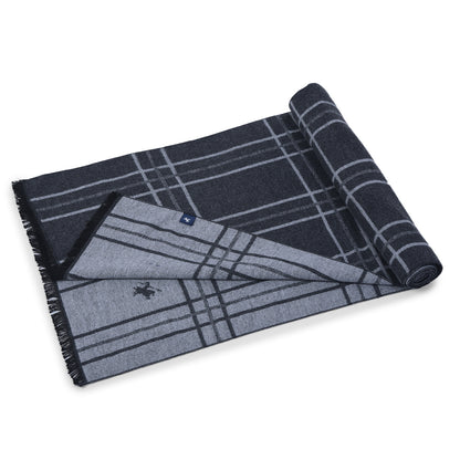 Men Grey Checkered Winter Warm Casual Muffler