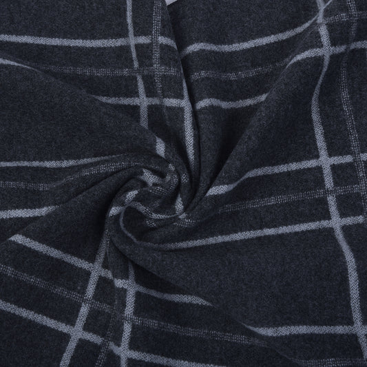 Men Grey Checkered Winter Warm Casual Muffler