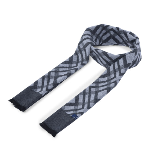 Men Grey Checkered Winter Warm Casual Muffler