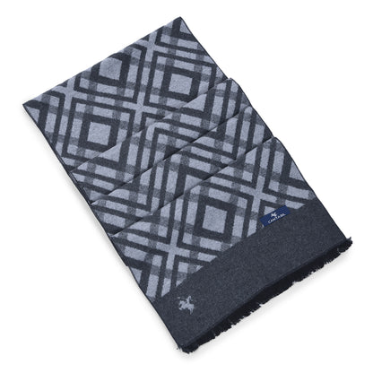 Men Grey Checkered Winter Warm Casual Muffler