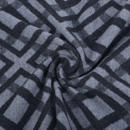 Men Grey Checkered Winter Warm Casual Muffler