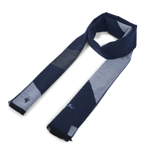 Men Navy Checkered Winter Warm Casual Muffler