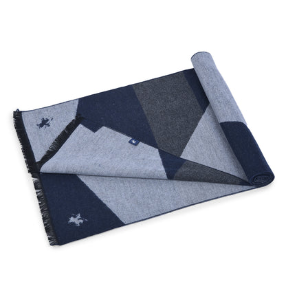 Men Navy Checkered Winter Warm Casual Muffler