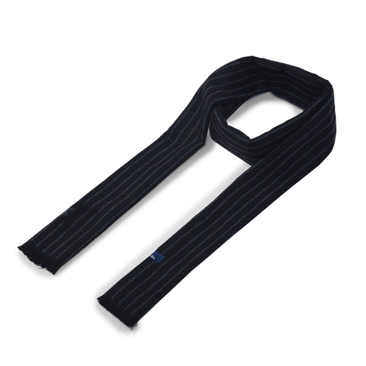 Men Black Striped Winter Warm Casual Muffler