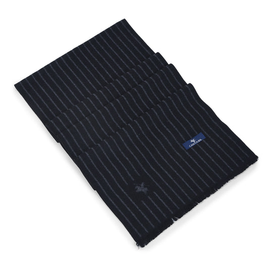 Men Black Striped Winter Warm Casual Muffler