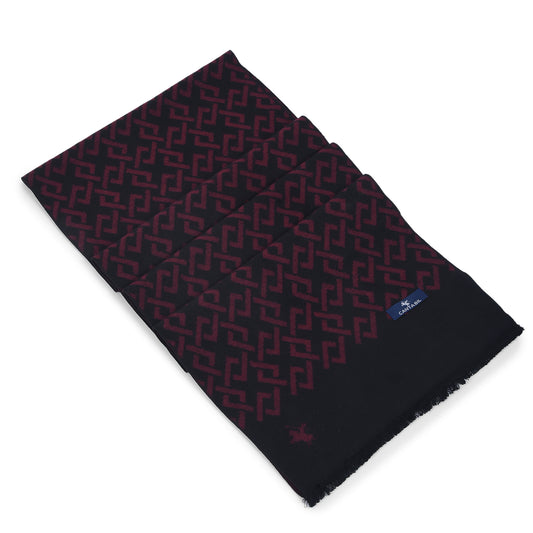 Men Maroon Printed Winter Warm Casual Muffler