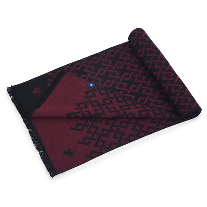 Men Maroon Printed Winter Warm Casual Muffler
