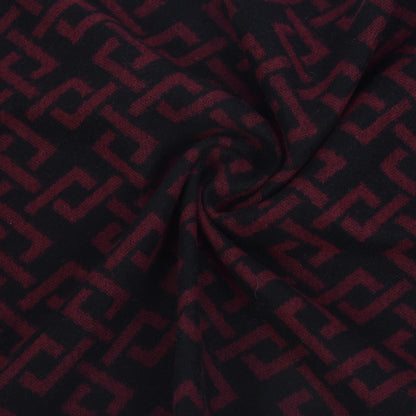 Men Maroon Printed Winter Warm Casual Muffler