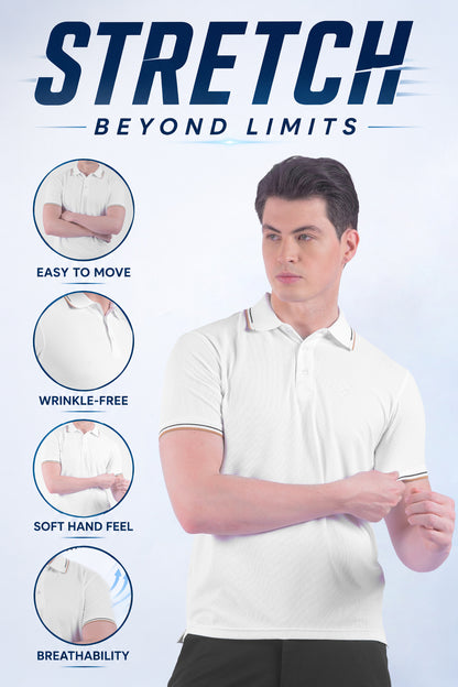 T-Shirt for Men | Breathable & Soft with Color Fastness Regular Fit Polo Neck Nylon Fabric Solid Pattern