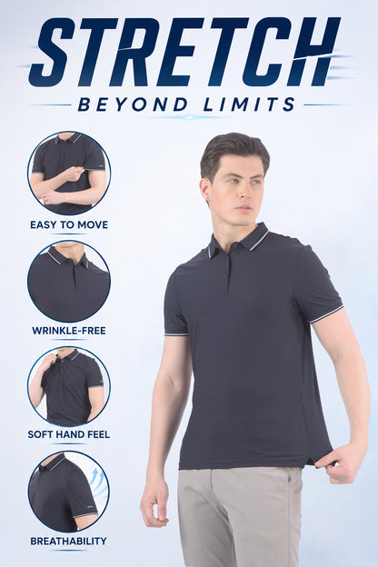 T-Shirt for Men | Breathable & Soft with Color Fastness Regular Fit Polo Neck Nylon Fabric Solid Pattern
