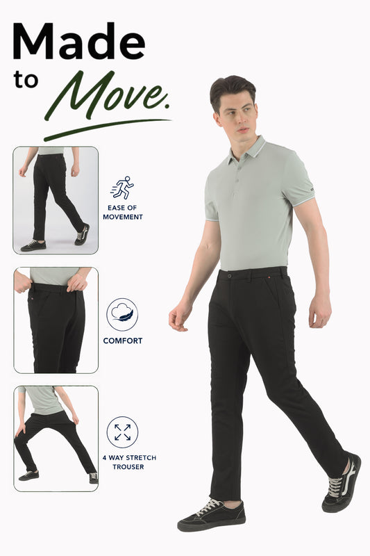 Casual Trouser for Men | Breathable & Soft with Color Fastness Regular Fit Polyester Fabric Solid Pattern Button Closure