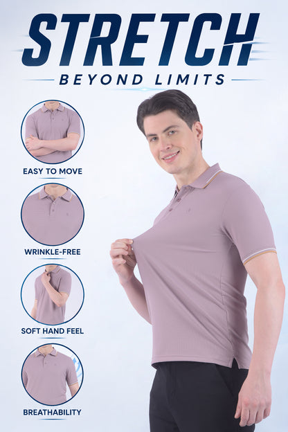 T-Shirt for Men | Breathable & Soft with Color Fastness Regular Fit Polo Neck Nylon Fabric Solid Pattern