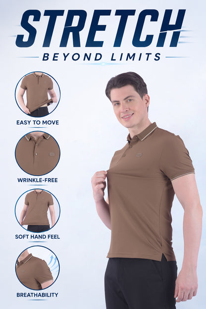 T-Shirt for Men | Breathable & Soft with Color Fastness Regular Fit Polo Neck Nylon Fabric Solid Pattern