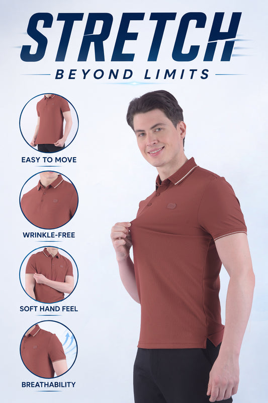 T-Shirt for Men | Breathable & Soft with Color Fastness Regular Fit Polo Neck Nylon Fabric Solid Pattern