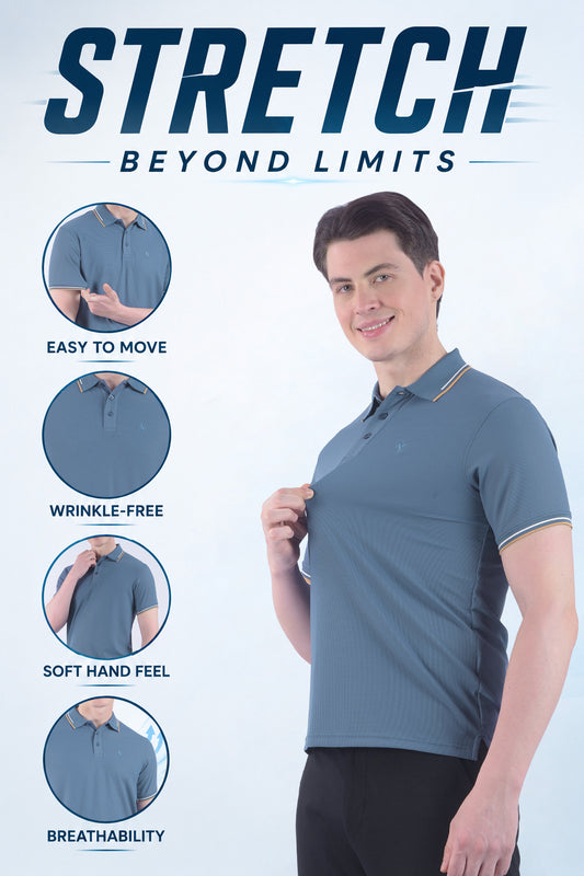T-Shirt for Men | Breathable & Soft with Color Fastness Regular Fit Polo Neck Nylon Fabric Solid Pattern