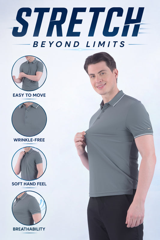 T-Shirt for Men | Breathable & Soft with Color Fastness Regular Fit Polo Neck Nylon Fabric Solid Pattern