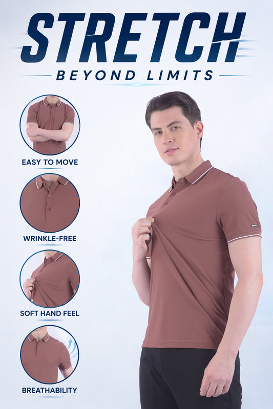 T-Shirt for Men | Breathable & Soft with Color Fastness Regular Fit Polo Neck Nylon Fabric Solid Pattern