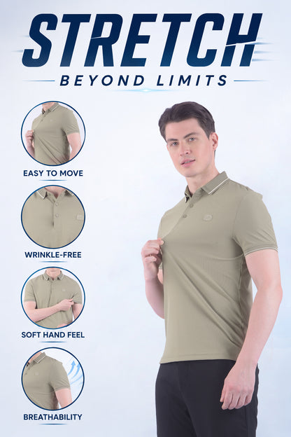 T-Shirt for Men | Breathable & Soft with Color Fastness Regular Fit Polo Neck Nylon Fabric Solid Pattern