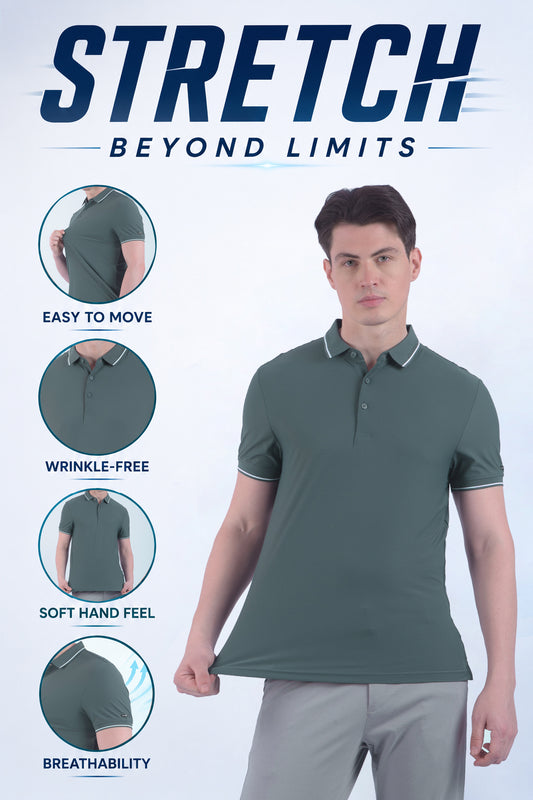 T-Shirt for Men | Breathable & Soft with Color Fastness Regular Fit Polo Neck Nylon Fabric Solid Pattern