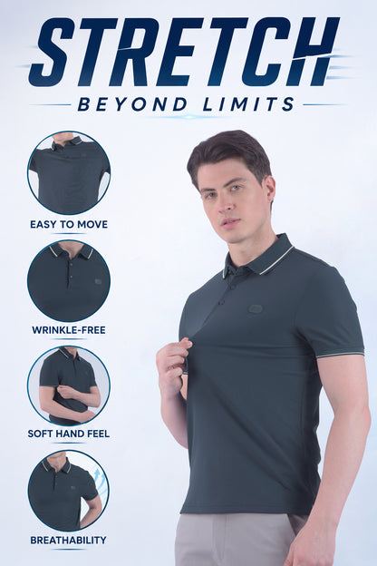 T-Shirt for Men | Breathable & Soft with Color Fastness Regular Fit Polo Neck Nylon Fabric Solid Pattern
