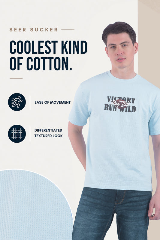 T-Shirt for Men | Breathable & Soft with Color Fastness Regular Fit Round Neck Poly Cotton Fabric Printed Pattern